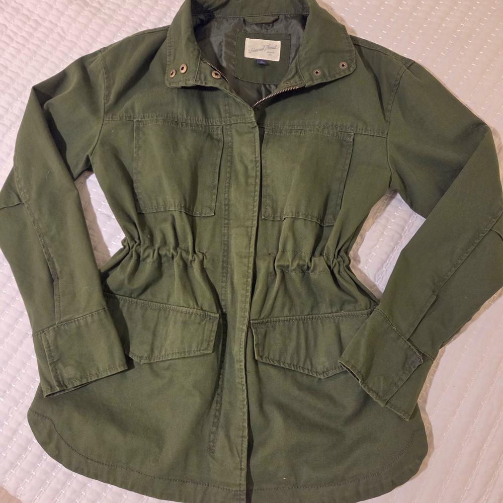 Universal Thread Women's Grunge Camo Military Cargo Utility Drawstring Jacket S